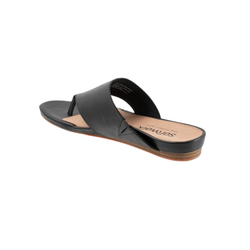 SoftWalk Chandler Women's Asymmetric Leather Thong Sandal - Black