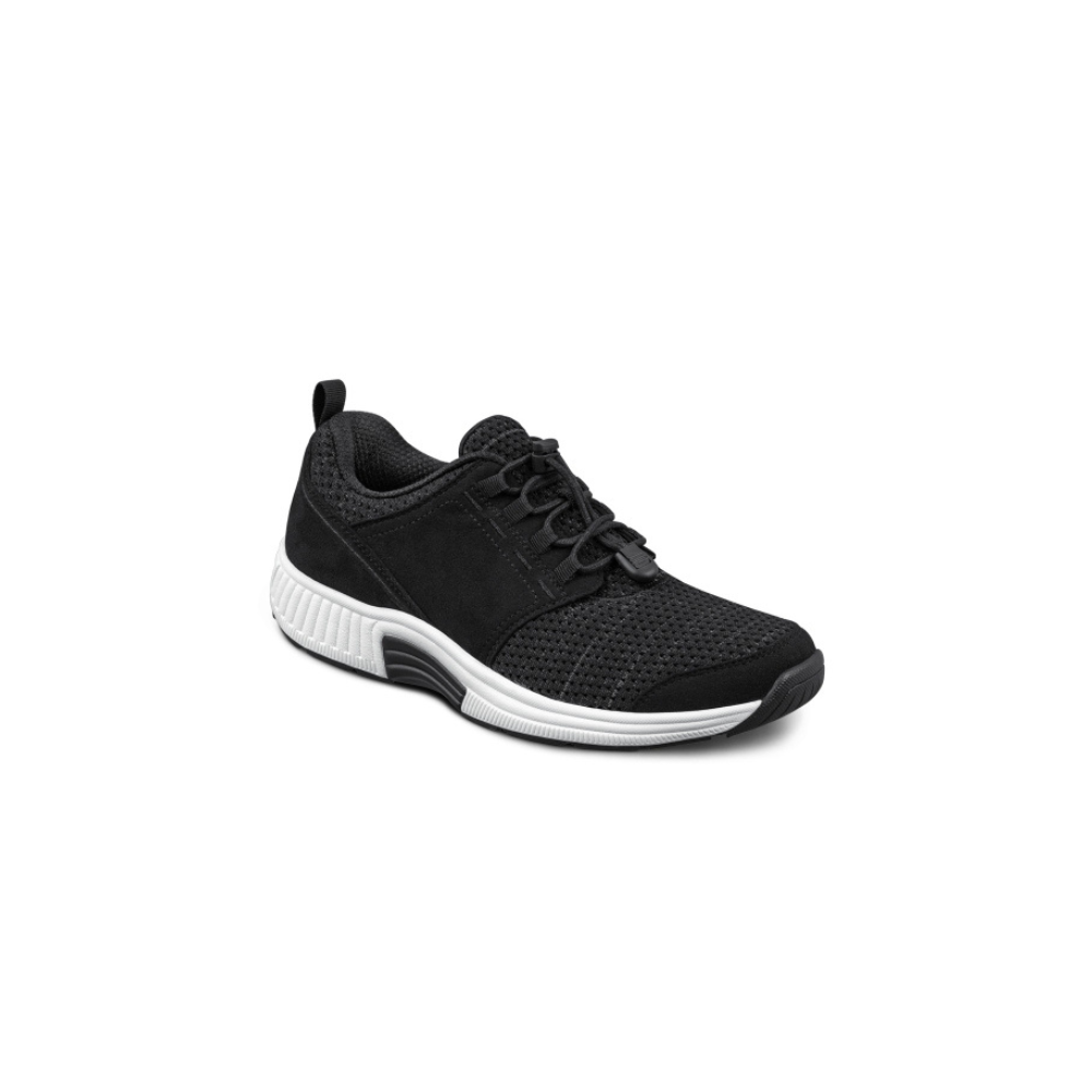 OrthoFeet Women's Francis No-Tie Sneaker - Black