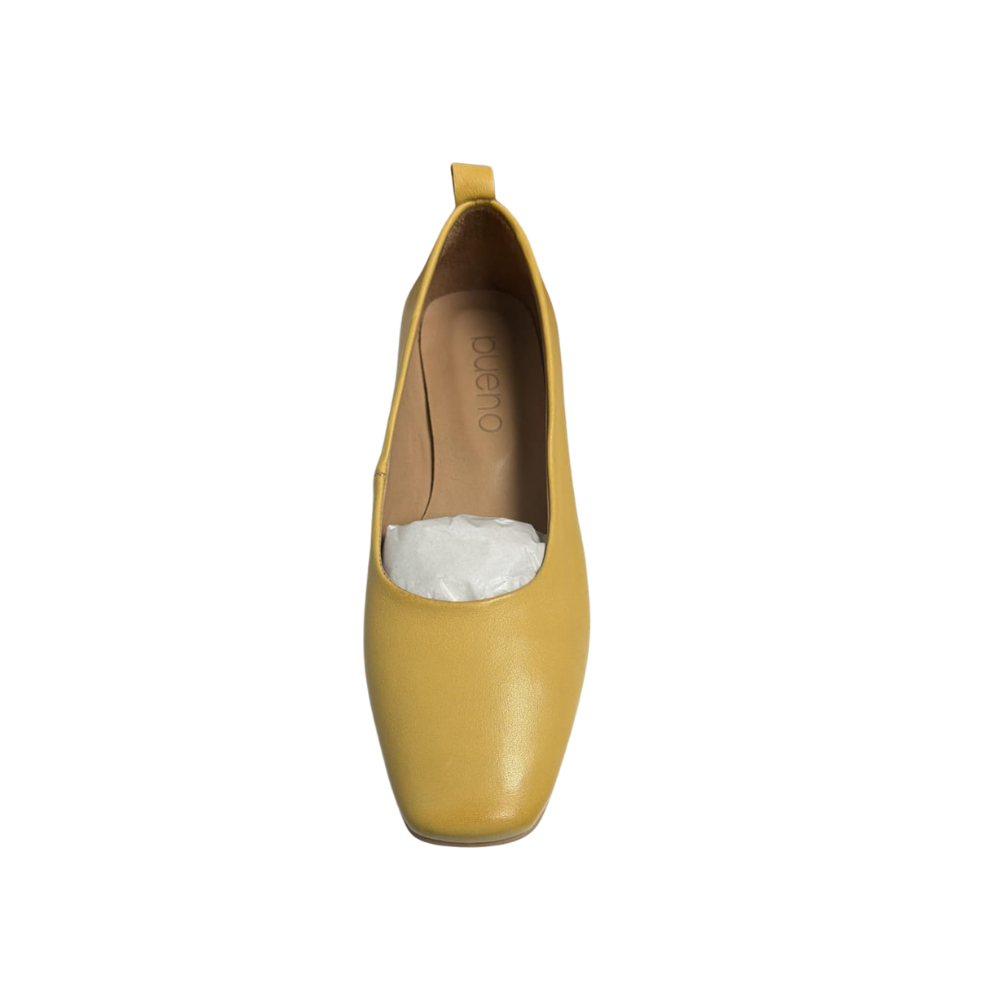 Bueno Women's Elizabeth Leather Square-Toe Ballet Flats - Mustard