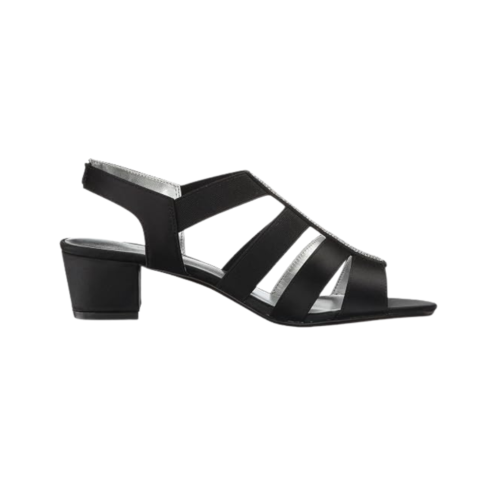 David Tate Women's Eve Jeweled Evening Sandal - Black Satin