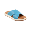 SoftWalk Jesi Women's Leather Crisscross Slide Sandal - Sky Blue