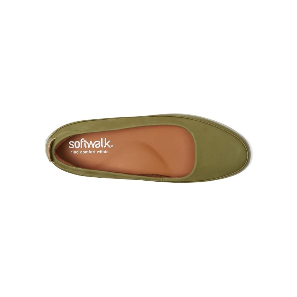 SoftWalk Disa Women's Leather Slip-On Flat - Olive Nubuck