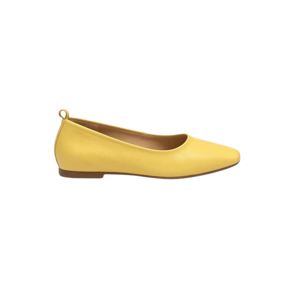 Bueno Women's Elizabeth Leather Square-Toe Ballet Flats - Mustard