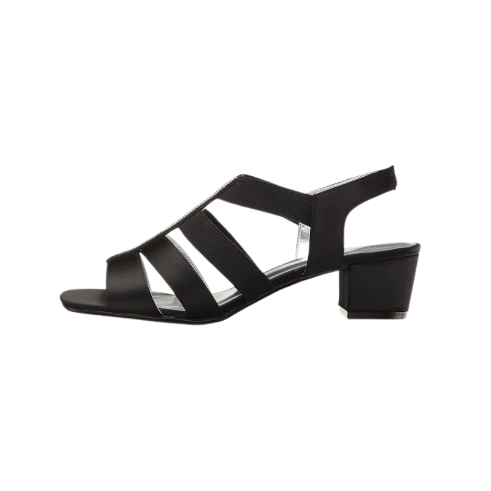 David Tate Women's Eve Jeweled Evening Sandal - Black Satin