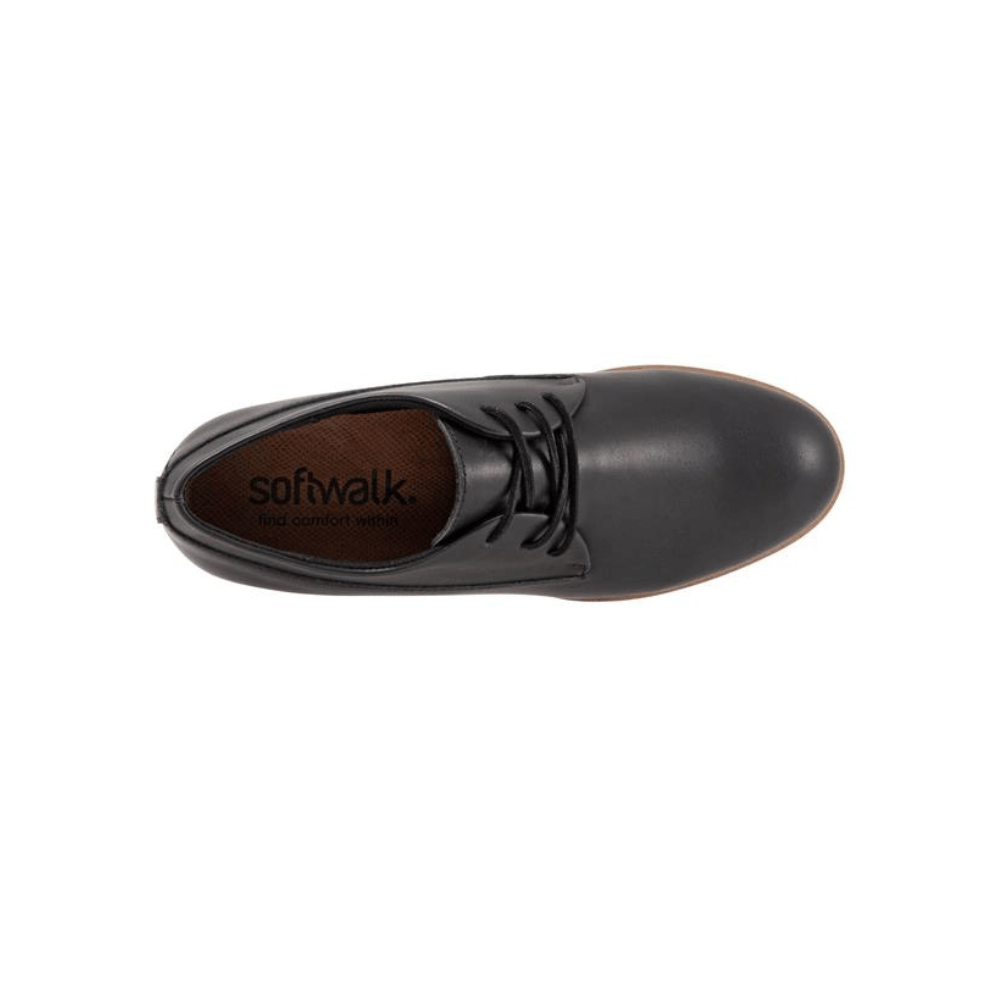 SoftWalk Whitby Women's Leather Oxford Flat - Black