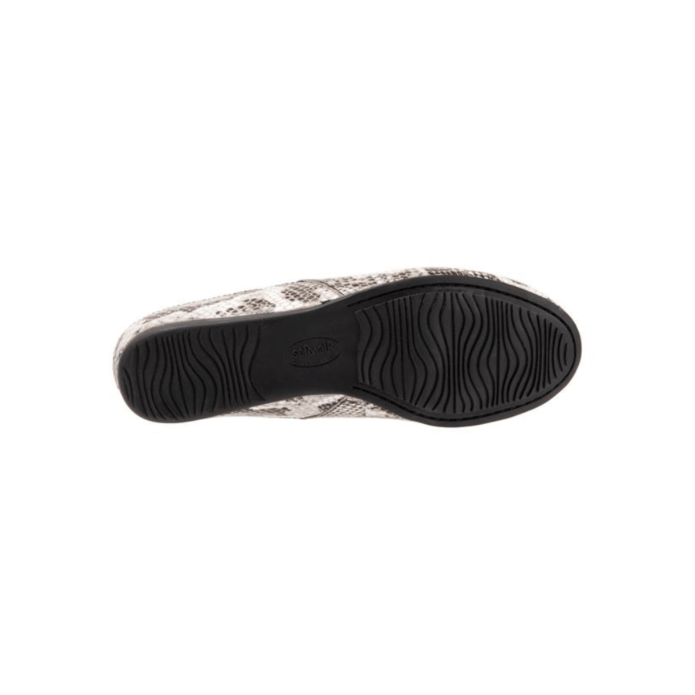 SoftWalk Sandy Women's Slingback Flat - Black/White Snake
