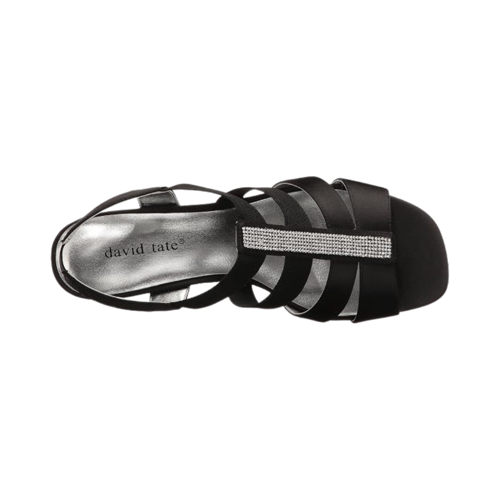 David Tate Women's Eve Jeweled Evening Sandal - Black Satin