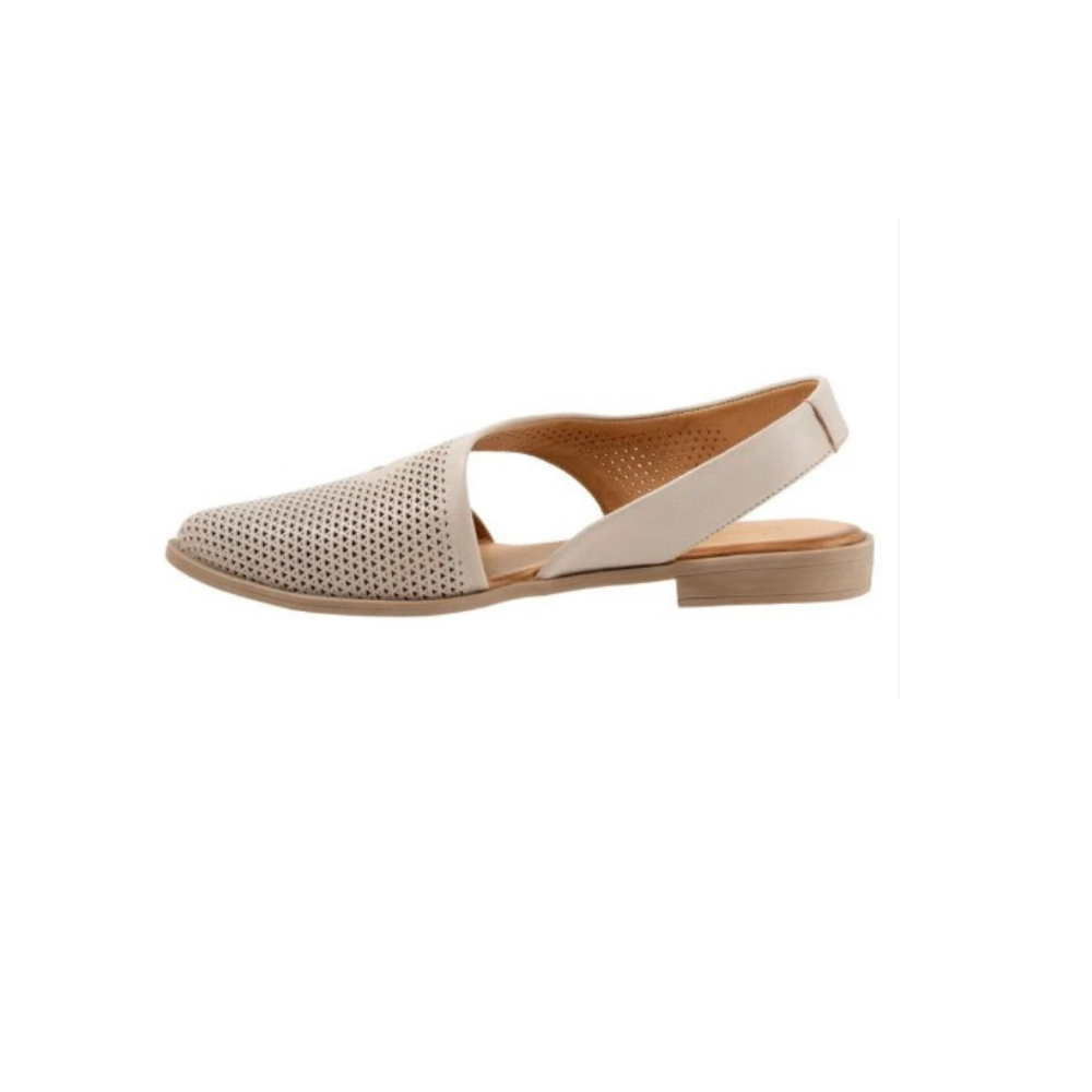 Bueno Women's Bianca Perf Leather Asymmetrical Slingback Flats - Light Grey