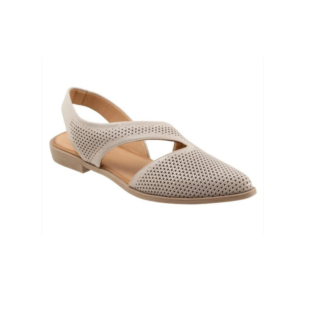 Bueno Women's Bianca Perf Leather Asymmetrical Slingback Flats - Light Grey