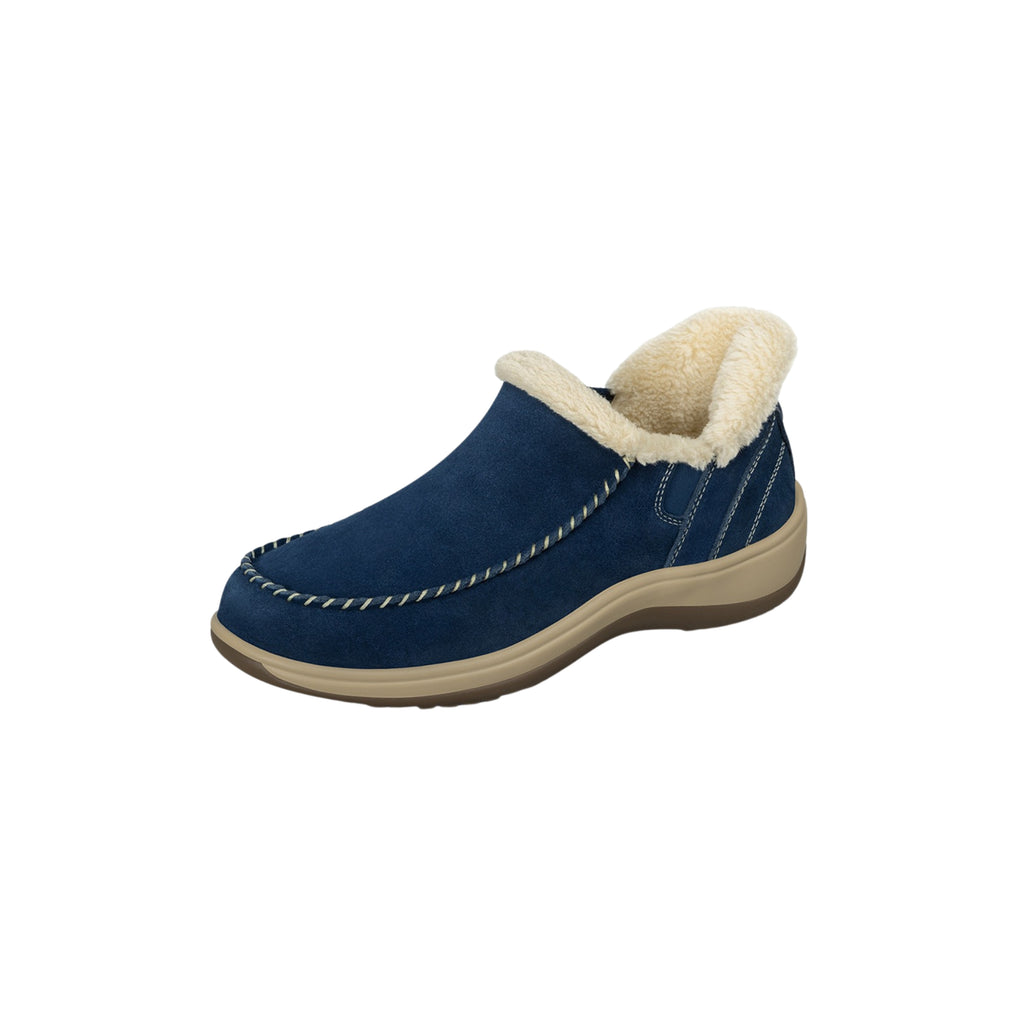 Orthofeet Women's Lorin Hands-Free Suede Orthopedic Slippers-Sapphire