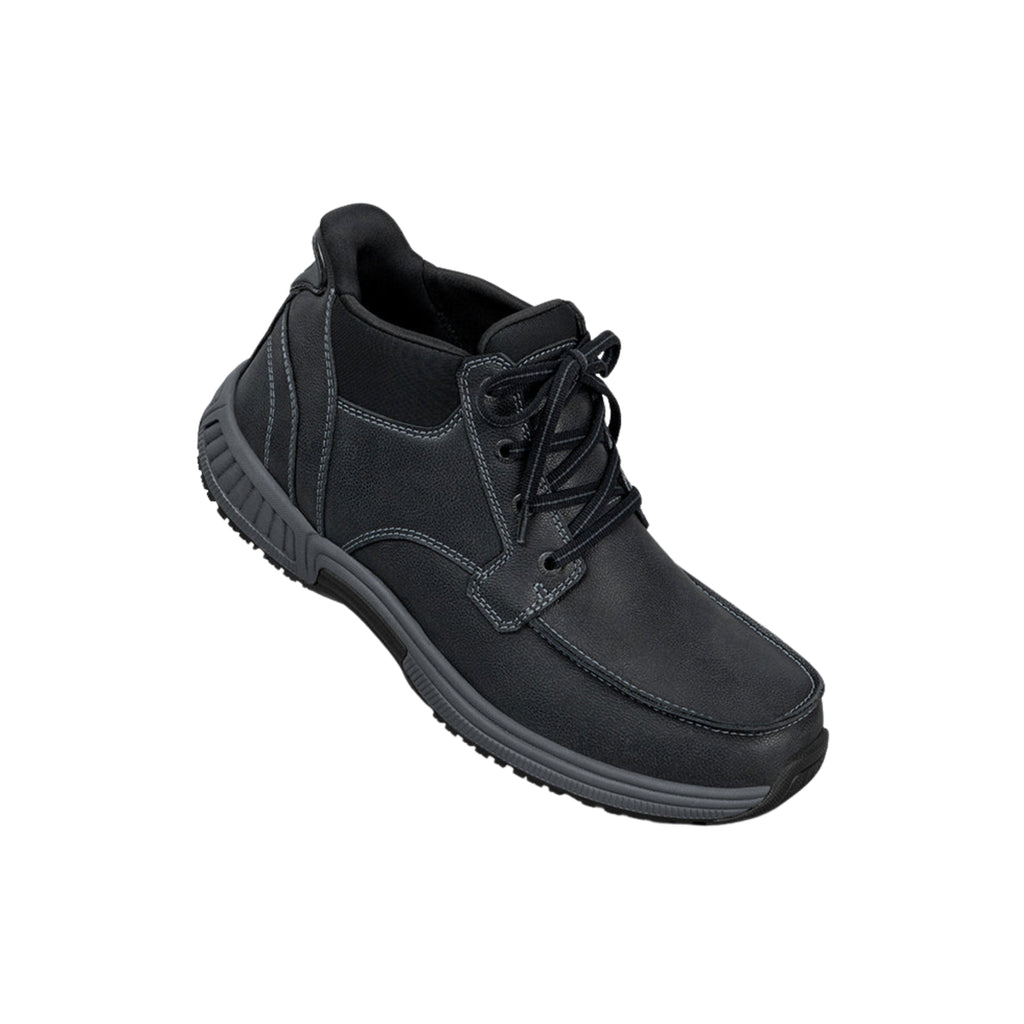 Orthofeet Men’s Verno Hands-Free Orthopedic Leather Boots – Black
