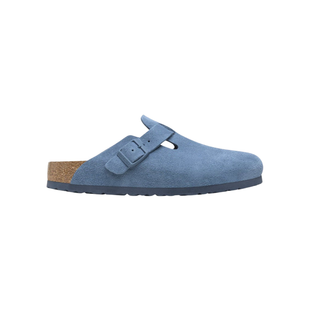 Birkenstock Boston Soft Footbed Unisex Suede Leather Clog Sandals - Elemental Blue