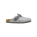Birkenstock Unisex Boston Clog Sandals Natural Leather-Felt - Light Gray