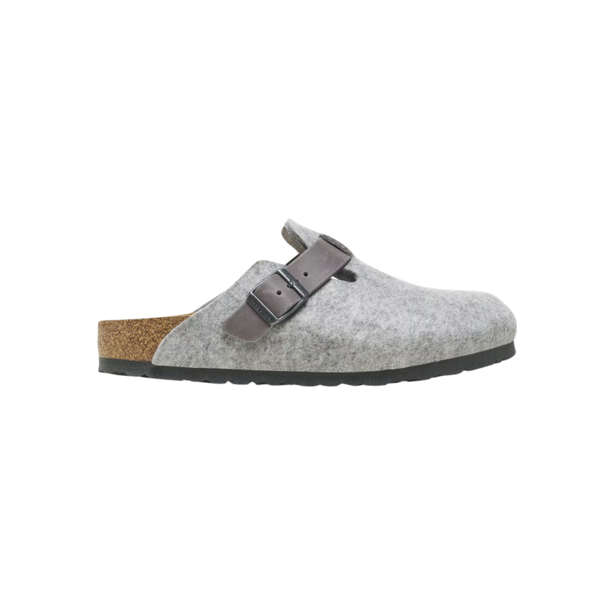 Birkenstock Unisex Boston Clog Sandals Natural Leather-Felt - Light Gray