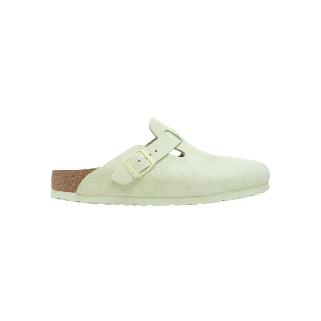 Birkenstock Boston Unisex Soft Footbed Suede Clog Sandals - Faded Lime