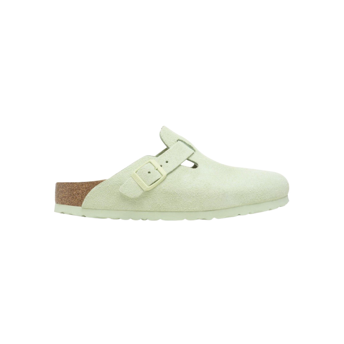 Birkenstock Boston Unisex Soft Footbed Suede Clog Sandals - Faded Lime