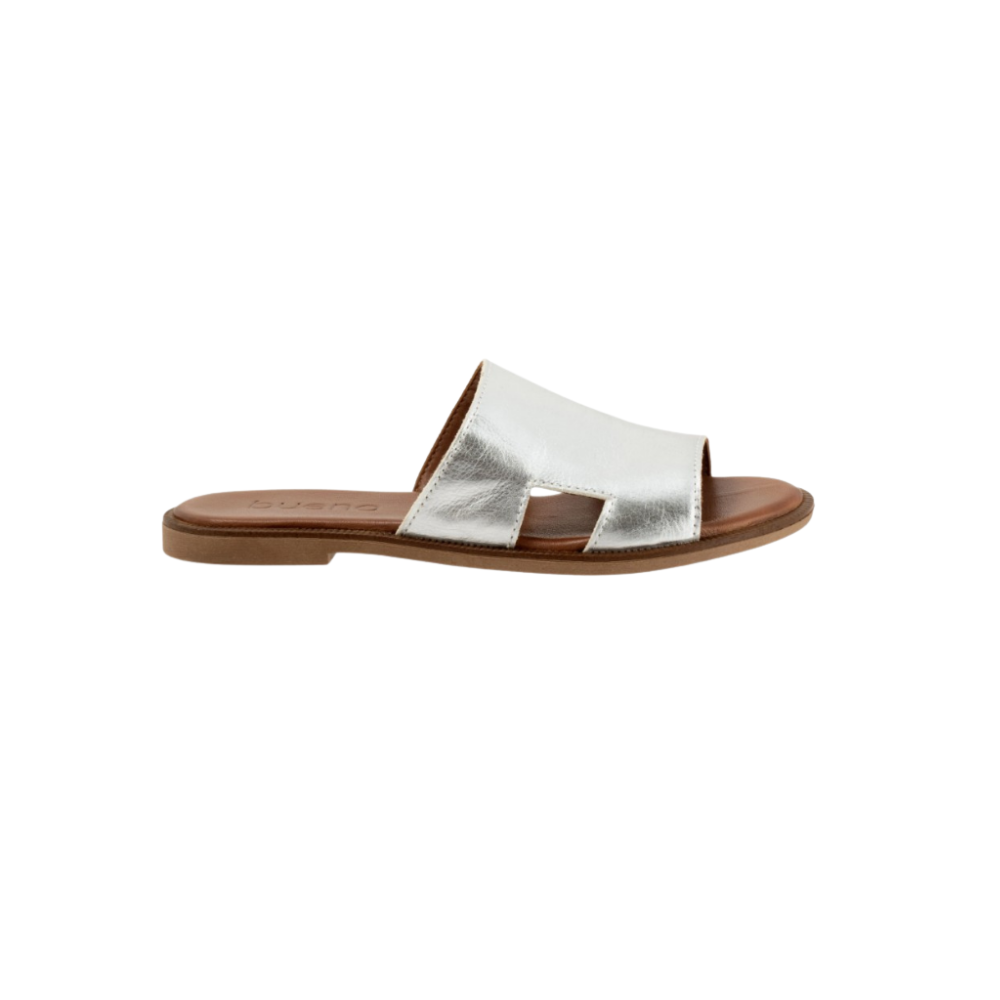 Bueno Women's Hendrix Leather Slide - Dark Silver