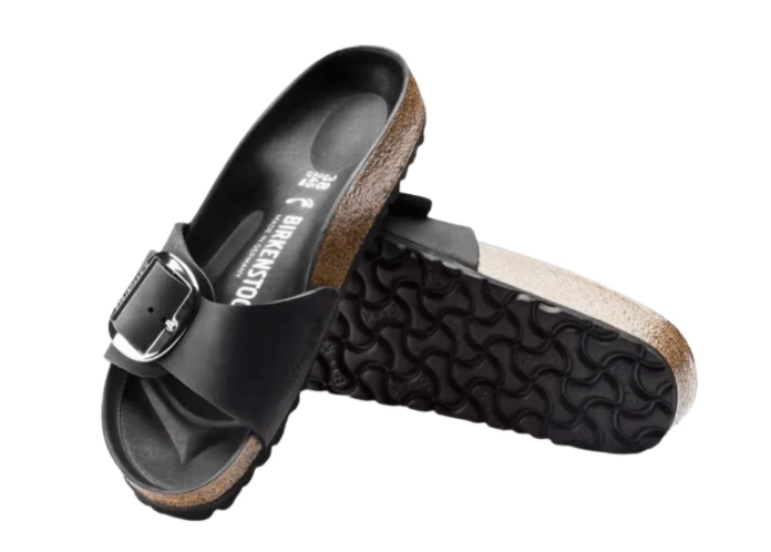 Birkenstock Madrid Big Buckle Oiled Leather Sandals - Black | Narrow