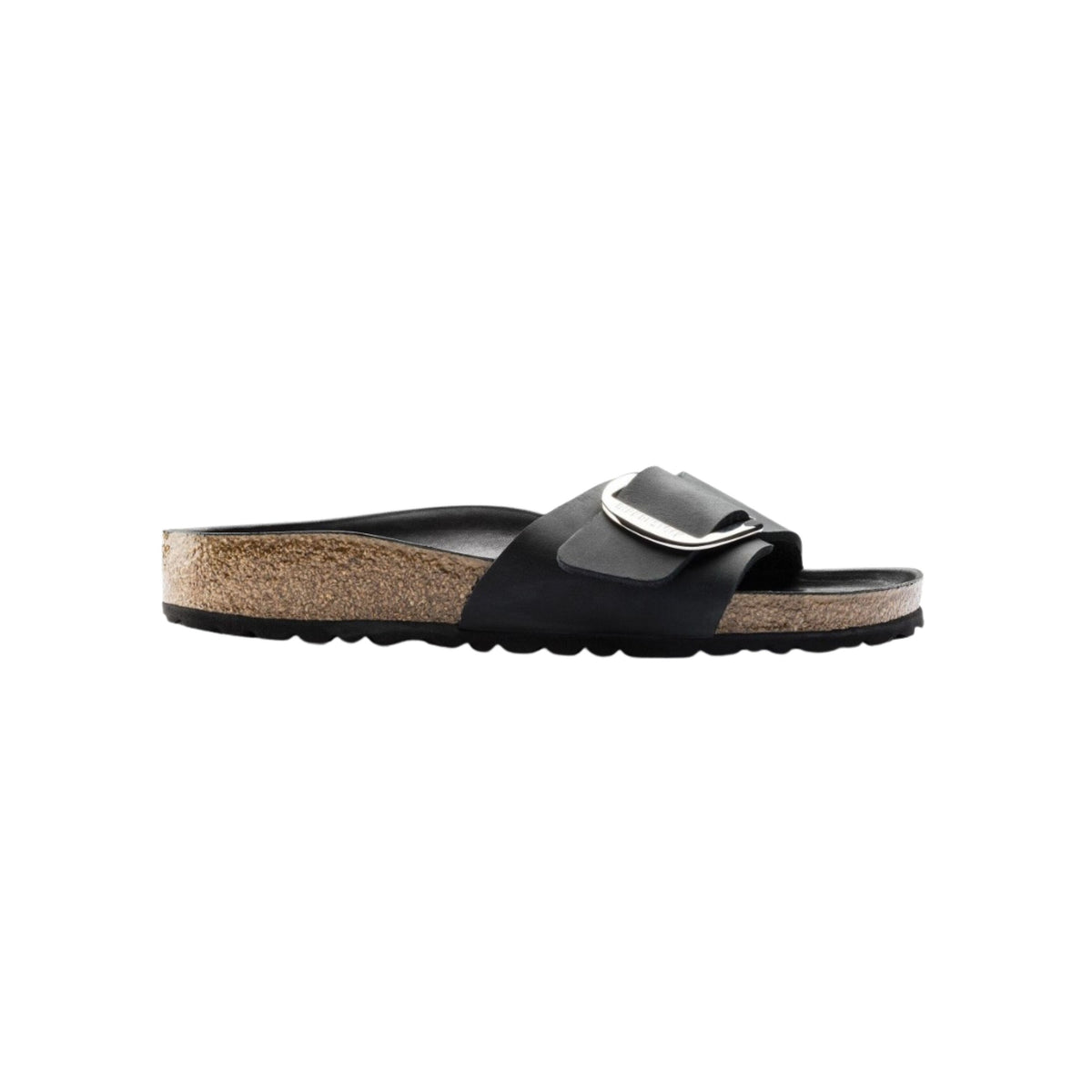 Birkenstock Madrid Big Buckle Oiled Leather Sandals - Black | Narrow
