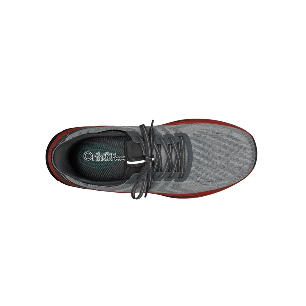 Orthofeet Men’s Tilos Hands-Free Slip-On Sneakers – Gray/Red