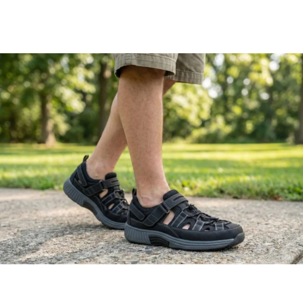 Orthofeet Clearwater Men's Fisherman Sandals - Black