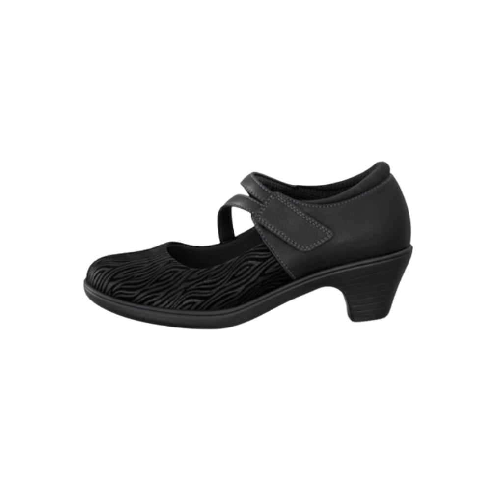Orthofeet Women's Ella Arch Support Mary Jane Wedge Shoe - Black