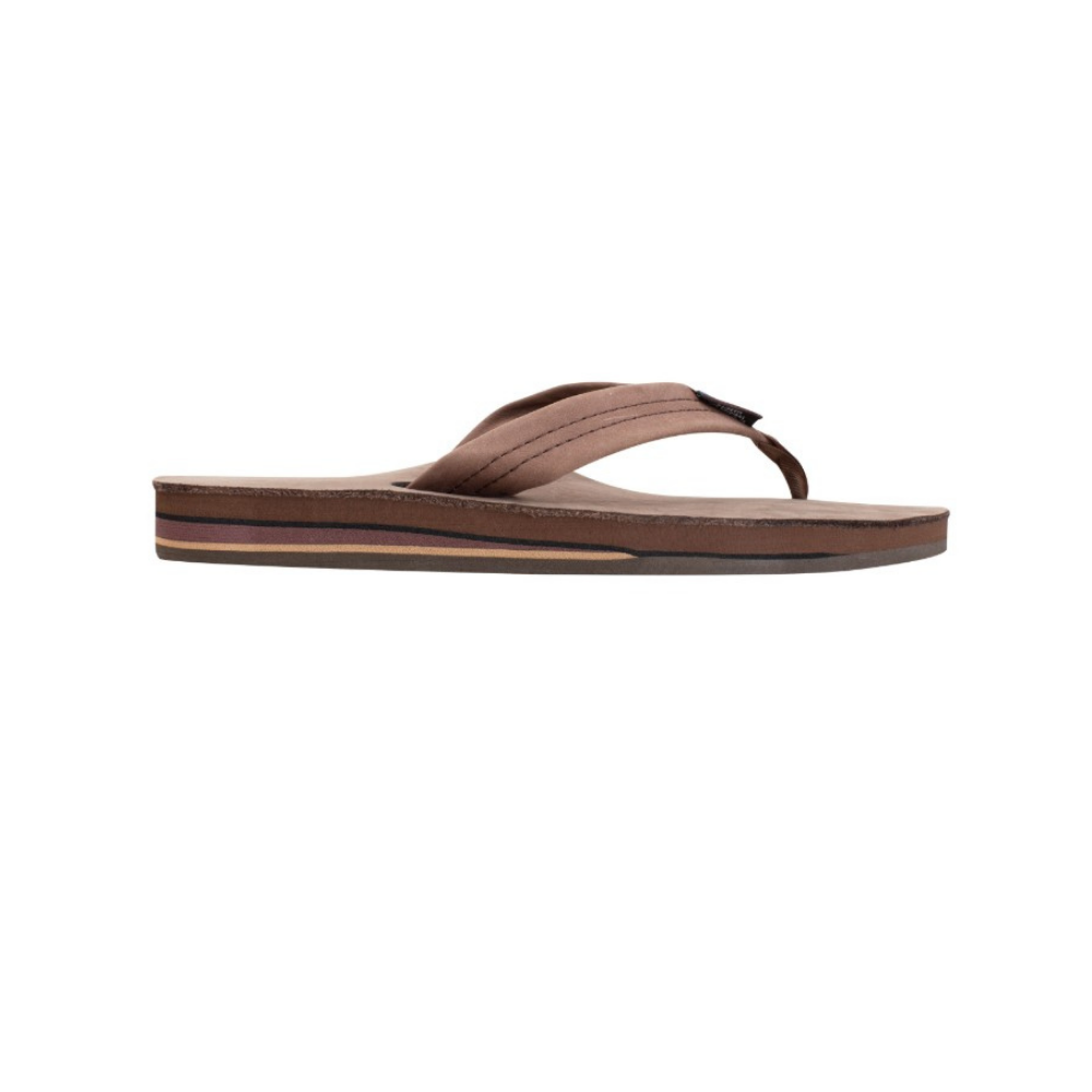 Rainbow Sandals Men's Leather Double Layer Wide Strap Leather Flip Flop - Expresso Brown
