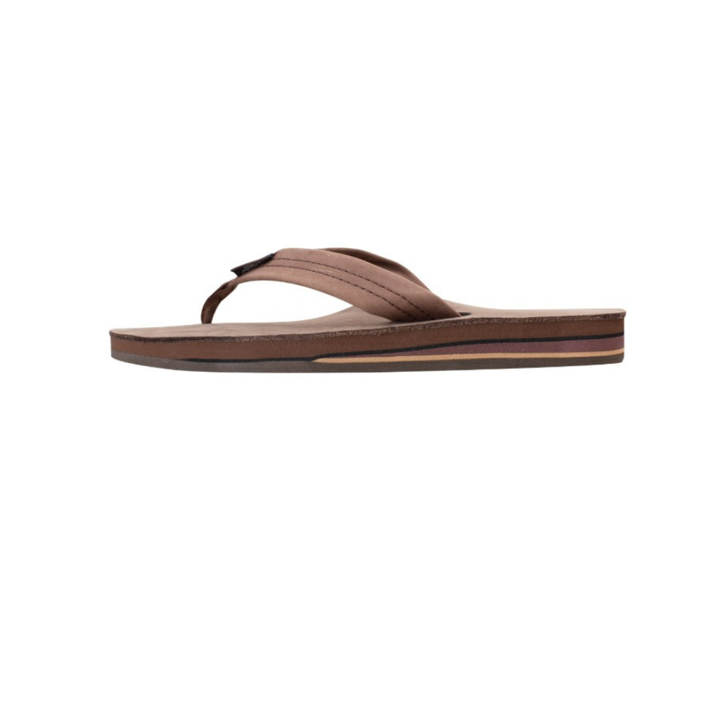 Rainbow Sandals Men's Leather Double Layer Wide Strap Leather Flip Flop - Expresso Brown