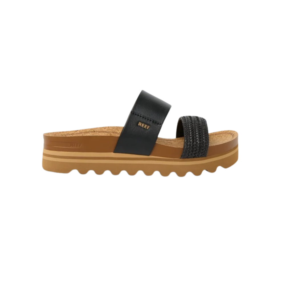 REEF Cushion Vista Hi Women's Sandal – Dual-Strap Platform in Black Braid
