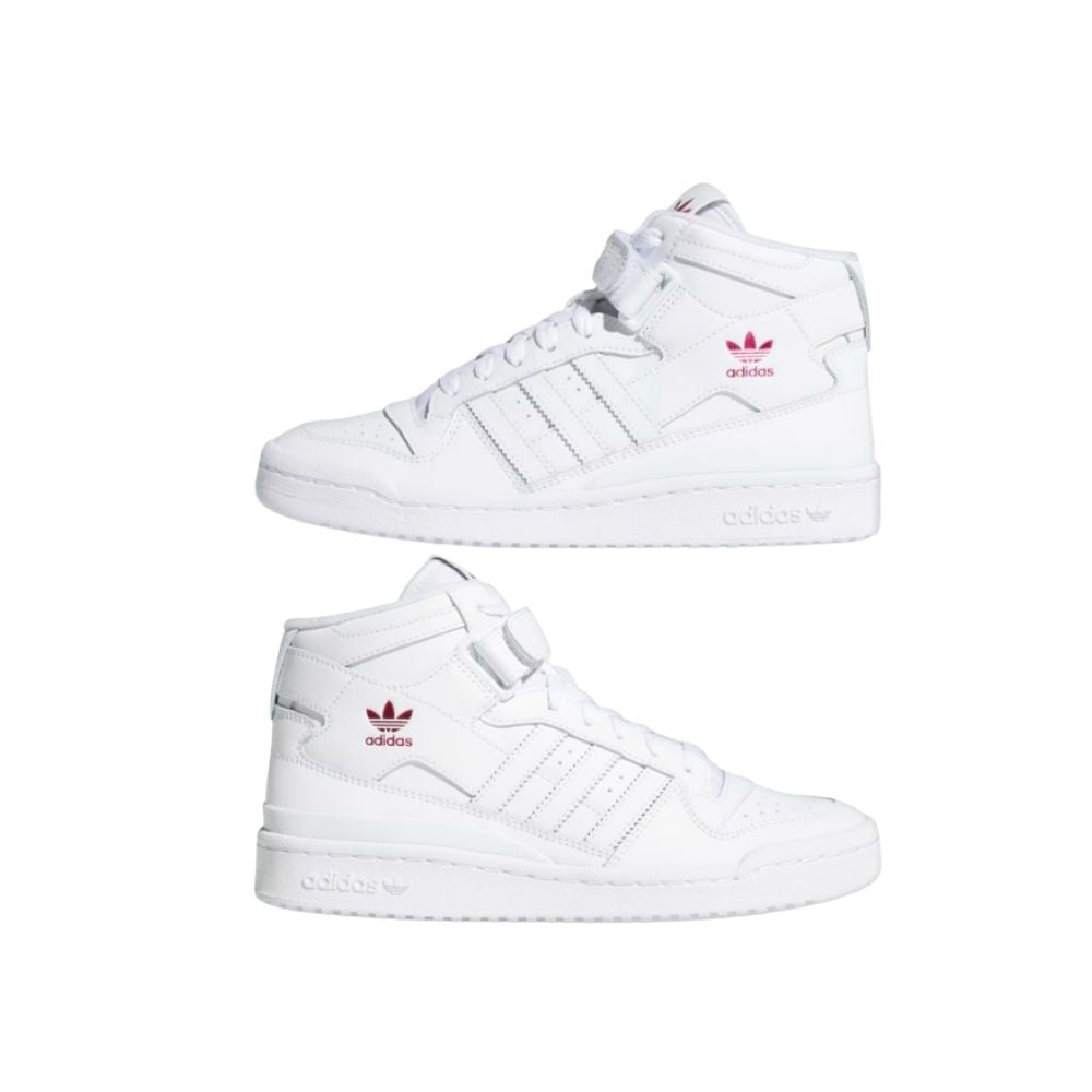 Adidas Originals Women's Forum Mid Sneakers - Cloud White / Shock Pink