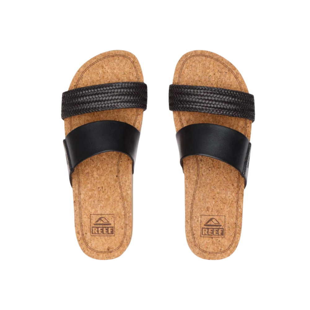 REEF Cushion Vista Hi Women's Sandal – Dual-Strap Platform in Black Braid