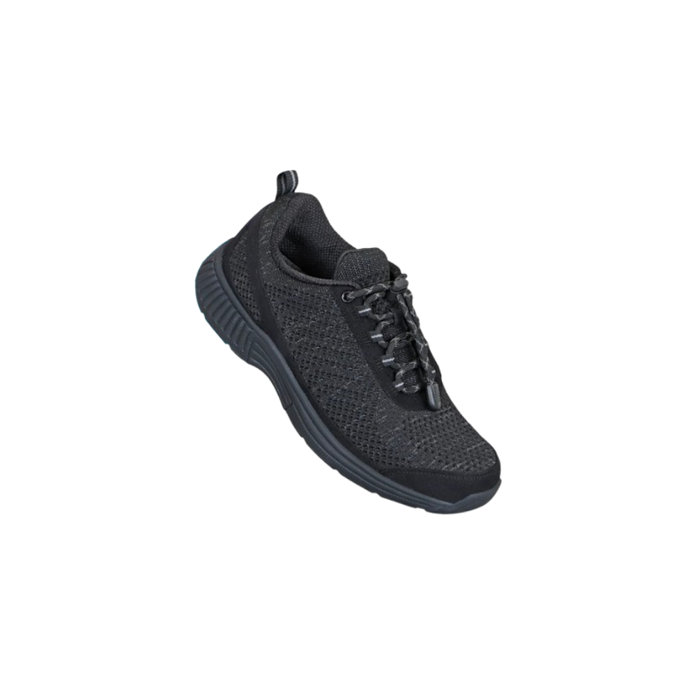 OrthoFeet Women's Coral No-Tie Sneaker - Black