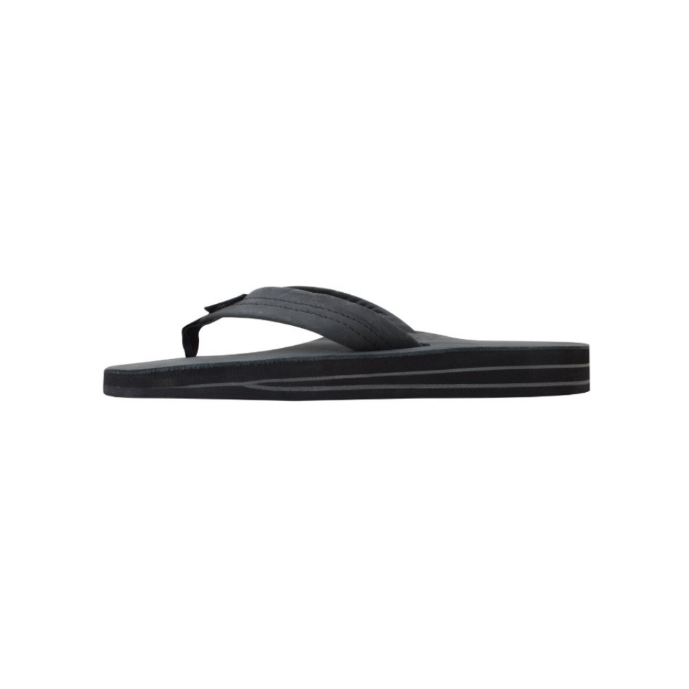 Rainbow Sandals Men's Leather Double Layer Wide Strap Leather Flip Flop - Black