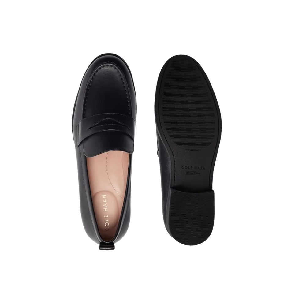 Cole Haan Women's Stassi Penny Loafer Leather Shoes - Black