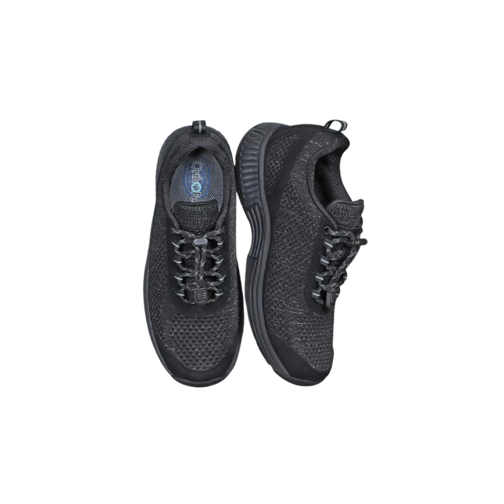 OrthoFeet Women's Coral No-Tie Sneaker - Black