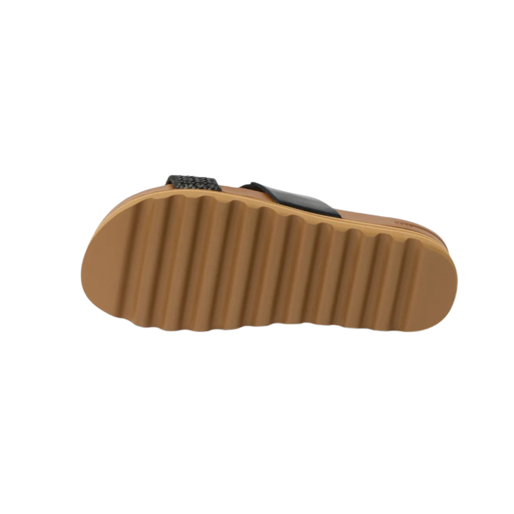 REEF Cushion Vista Hi Women's Sandal – Dual-Strap Platform in Black Braid