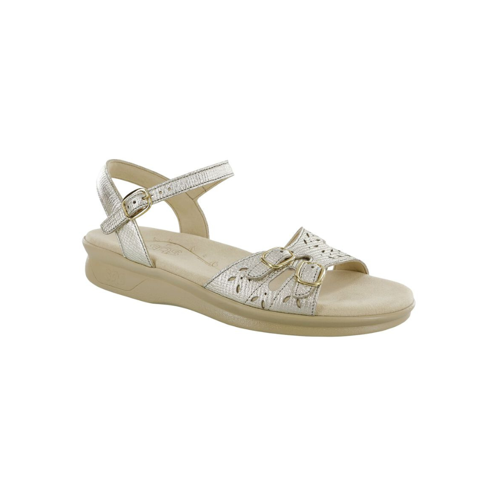 SAS Women's Duo - Quarter Strap Comfort Sandal - Gold Linen