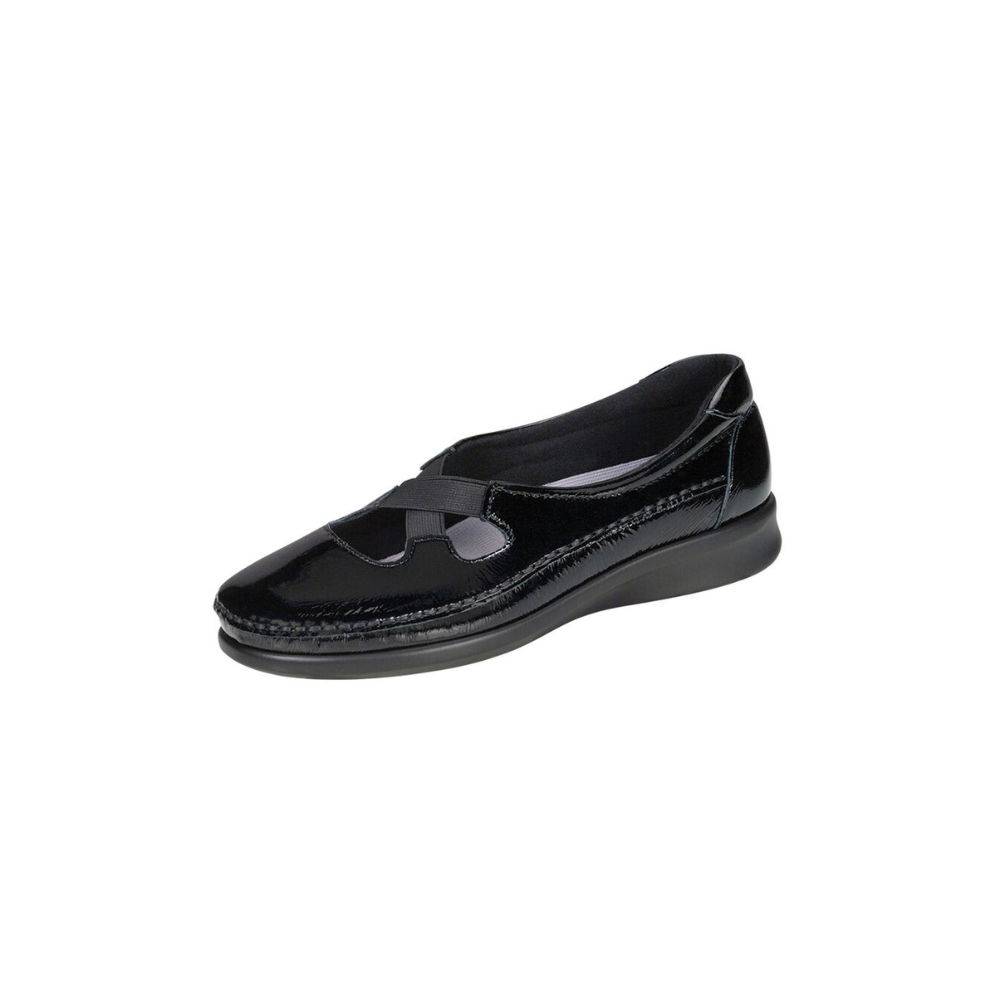 SAS Women's Crissy - Comfort Adjustable Sandal - Black Patent