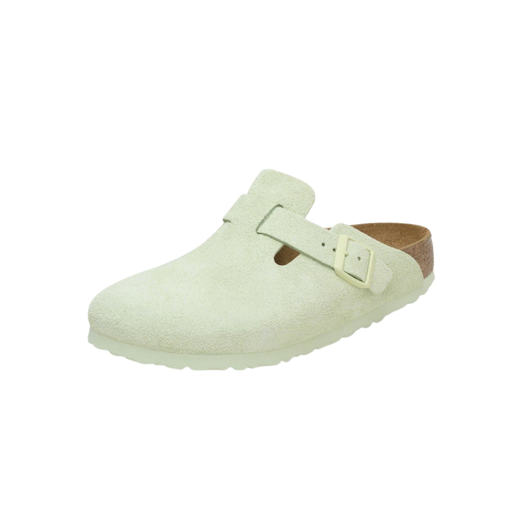 Birkenstock Boston Unisex Soft Footbed Suede Clog Sandals - Faded Lime