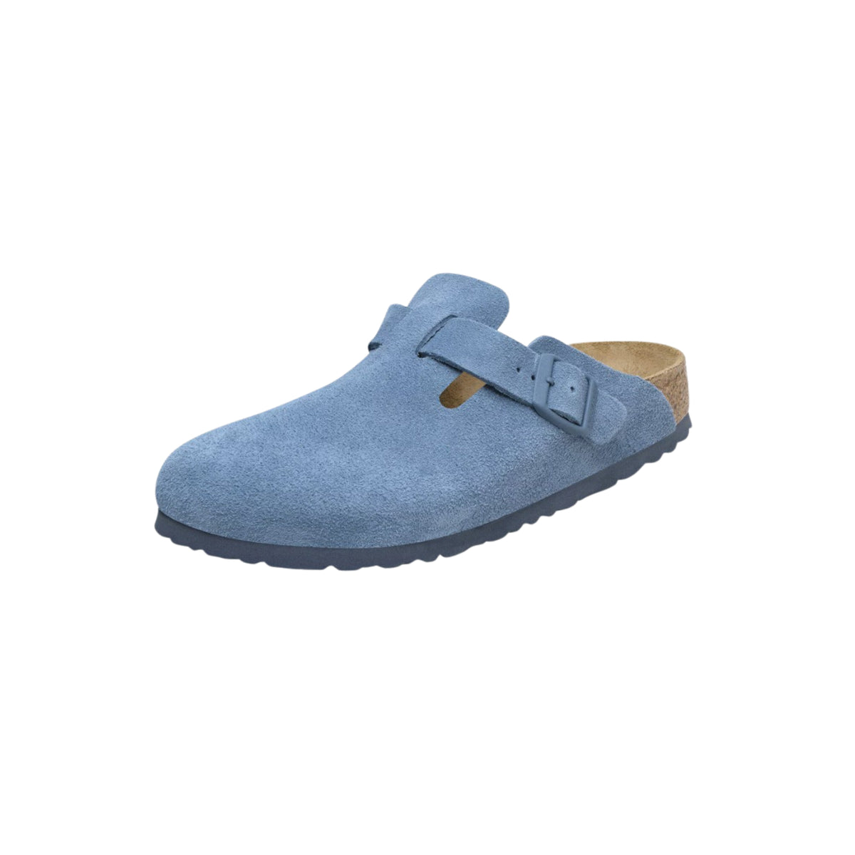 Birkenstock Boston Soft Footbed Unisex Suede Leather Clog Sandals - Elemental Blue