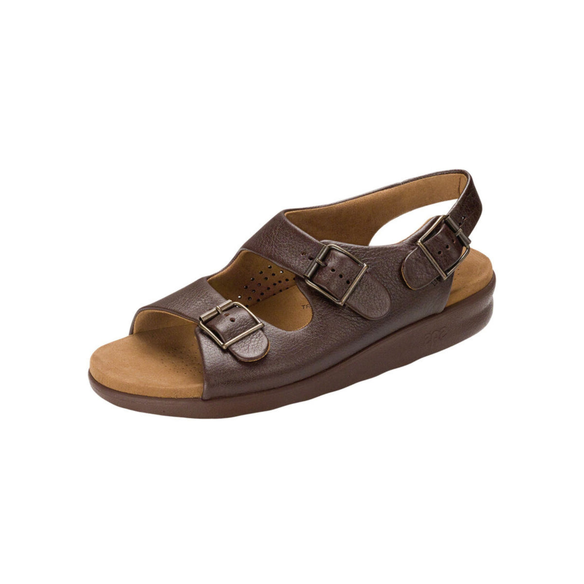 SAS Men's Bravo Triple-Strap Comfort Leather Sandal – Brown