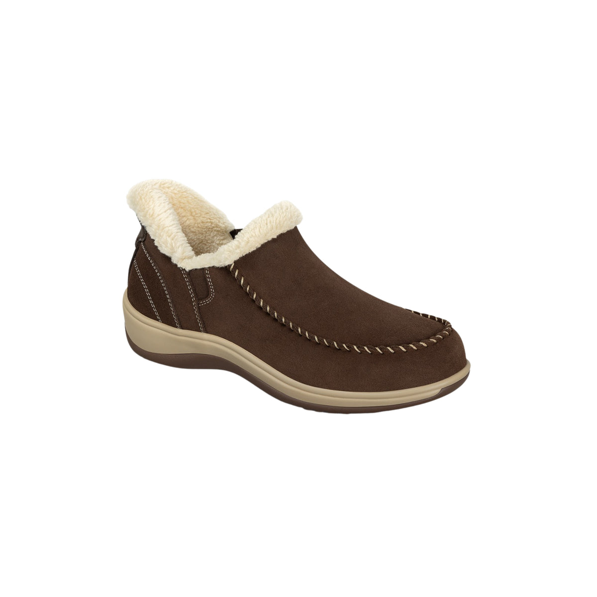 Orthofeet Women's Lorin Hands-Free Suede Orthopedic Slipper - Shoe - Brown
