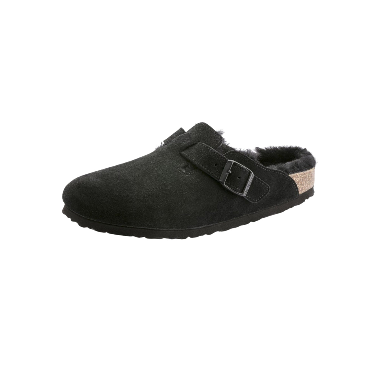Birkenstock Boston VL Shearling Suede Leather Black Unisex Clog Sandal
