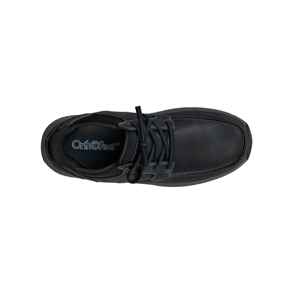 Orthofeet Men’s Verno Hands-Free Orthopedic Leather Boots – Black