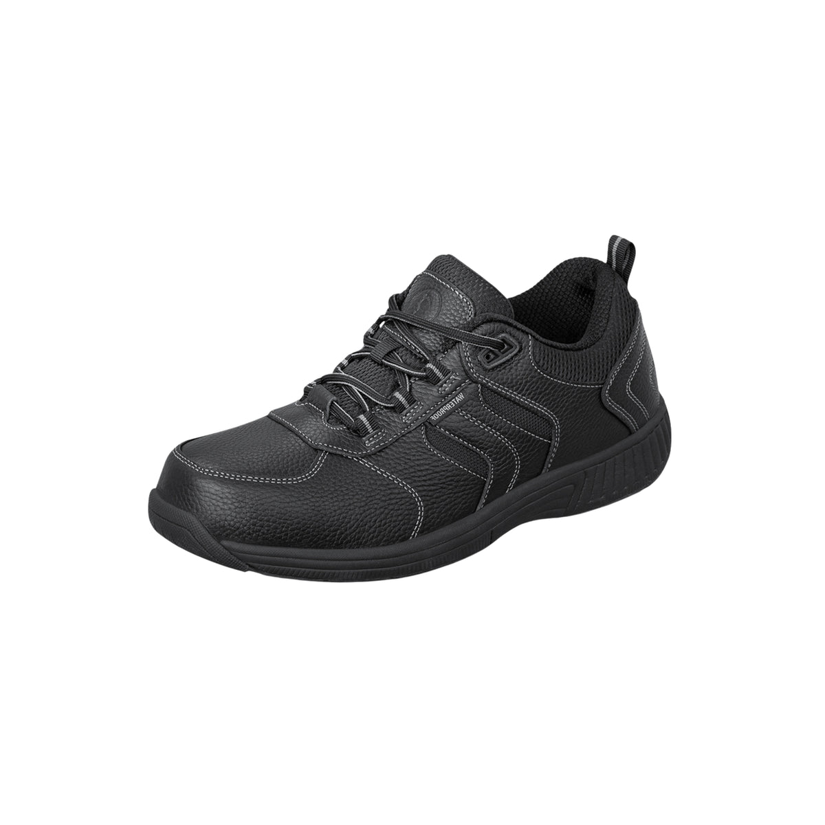 Orthofeet Men’s Pacific Palisades Waterproof Leather Sneakers – Black