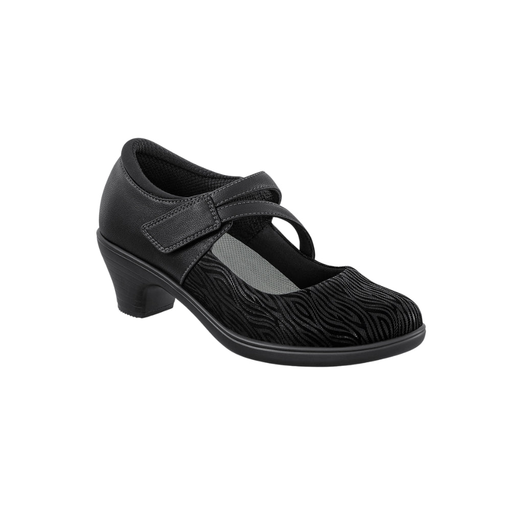 Orthofeet Women's Ella Arch Support Mary Jane Wedge Shoe - Black