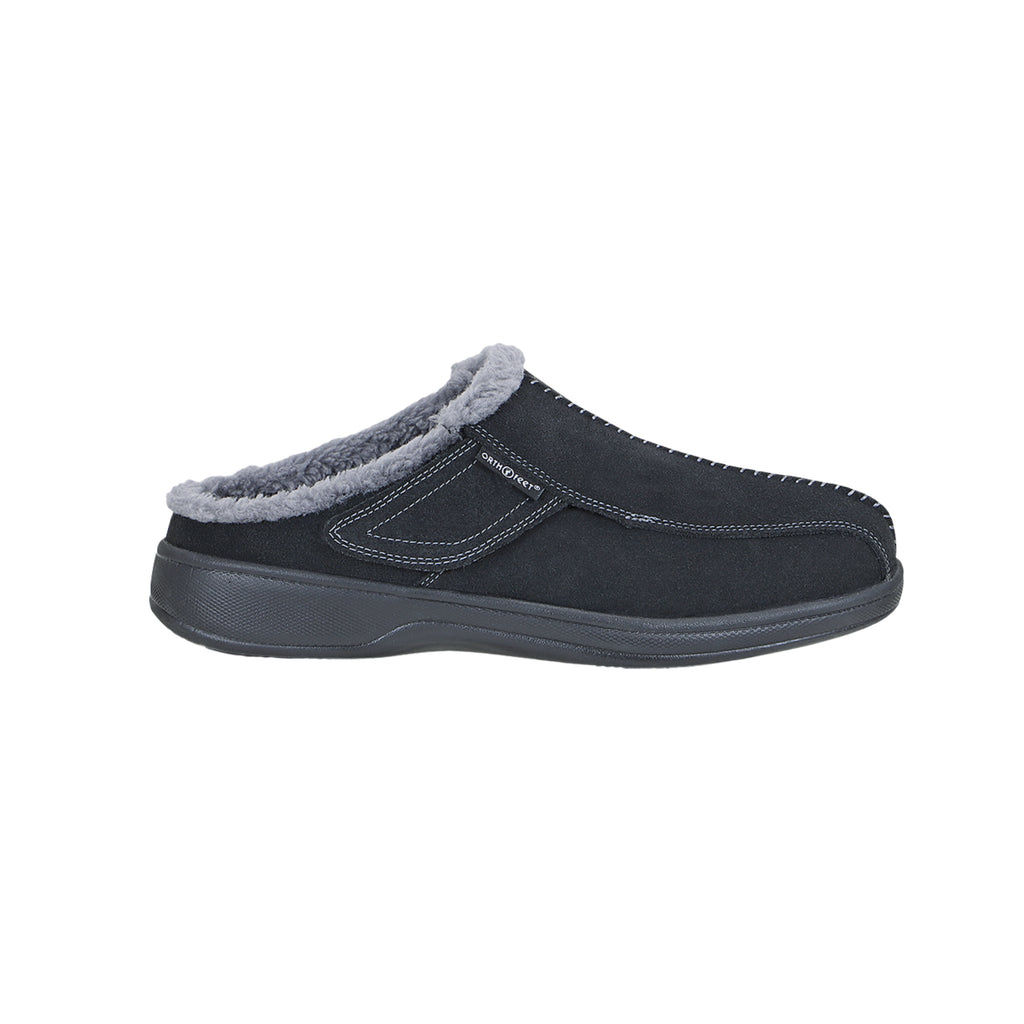 Orthofeet Men’s Asheville Custom Orthotic Compatible Slippers – Black