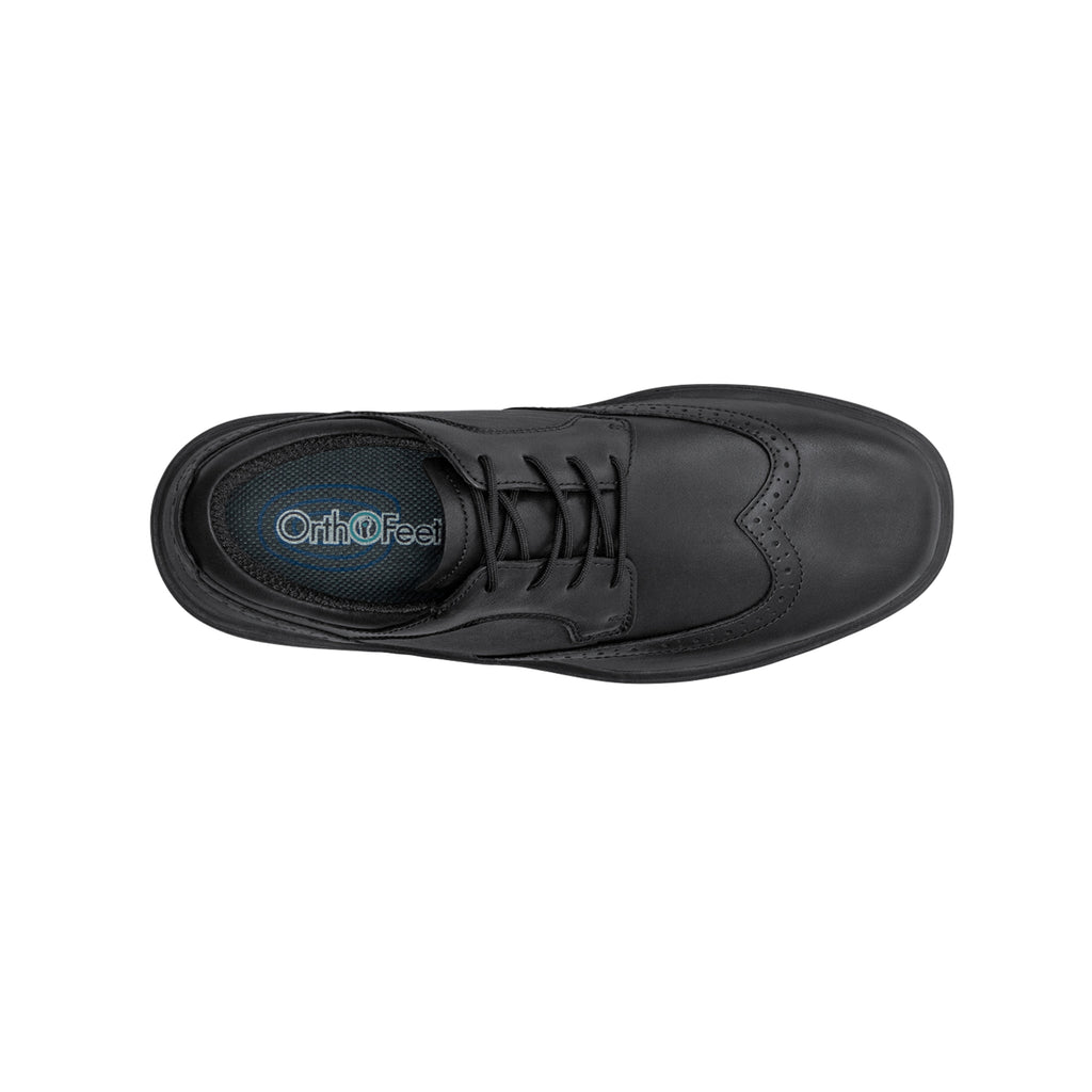 Orthofeet Men's Moreno Leather Orthotic Walking Shoes - Black