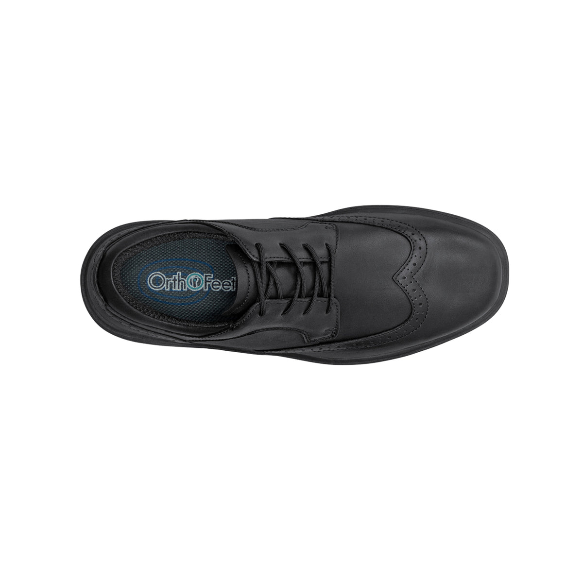 Orthofeet Men's Moreno Leather Orthotic Walking Shoes - Black