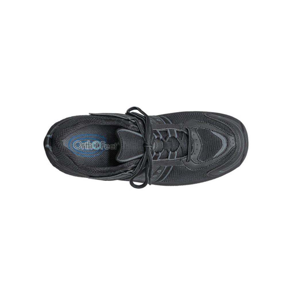 Orthofeet  Men's Monterey Bay Tie-Less Walking Shoes – Black